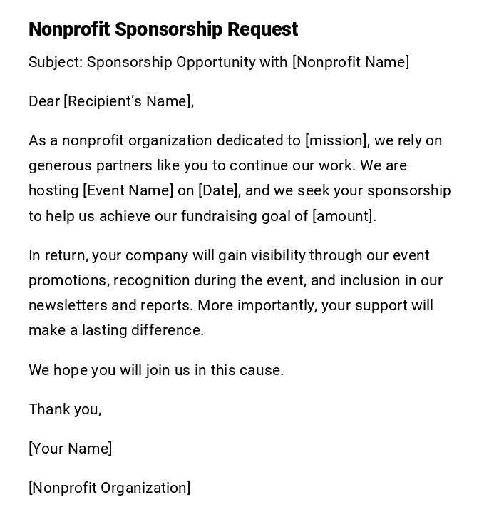 Nonprofit Sponsorship Request