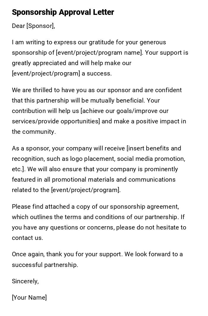 Sponsorship Approval Letter Sponsorship Approval Letter