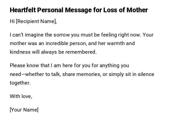 Heartfelt Personal Message for Loss of Mother Heartfelt Personal Message for Loss of Mother
