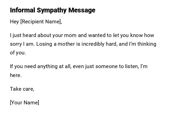 Informal Sympathy Message Informal Sympathy Message