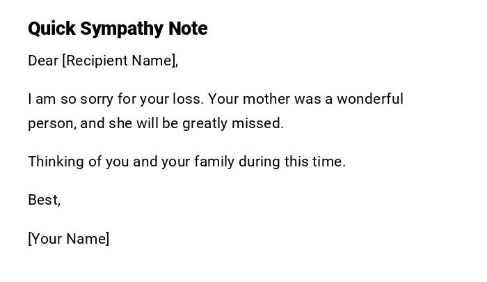 Quick Sympathy Note Quick Sympathy Note