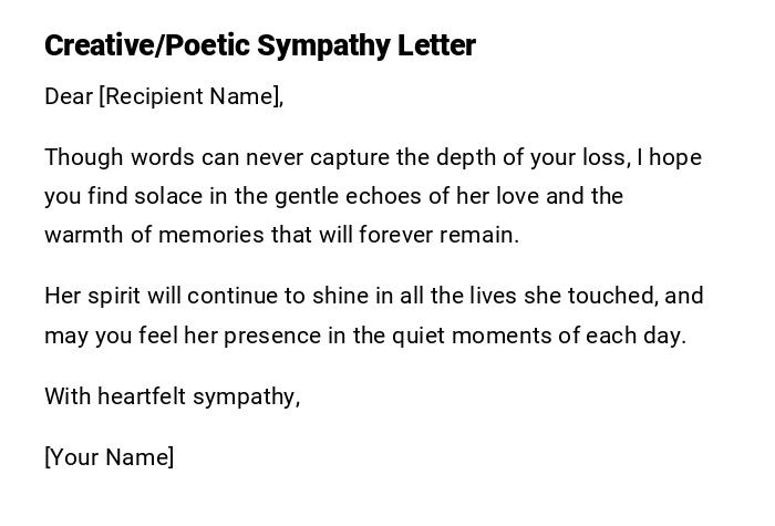 Creative/Poetic Sympathy Letter Creative/Poetic Sympathy Letter