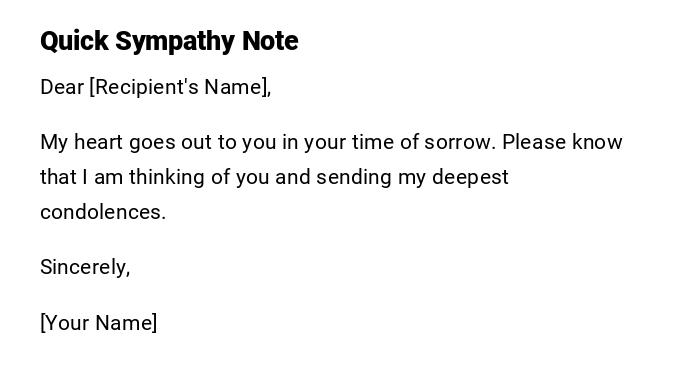 Quick Sympathy Note Quick Sympathy Note