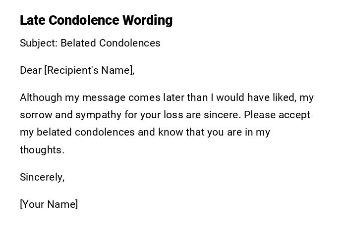 Late Condolence Wording Late Condolence Wording