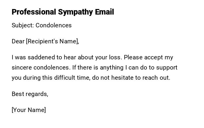 Professional Sympathy Email Professional Sympathy Email