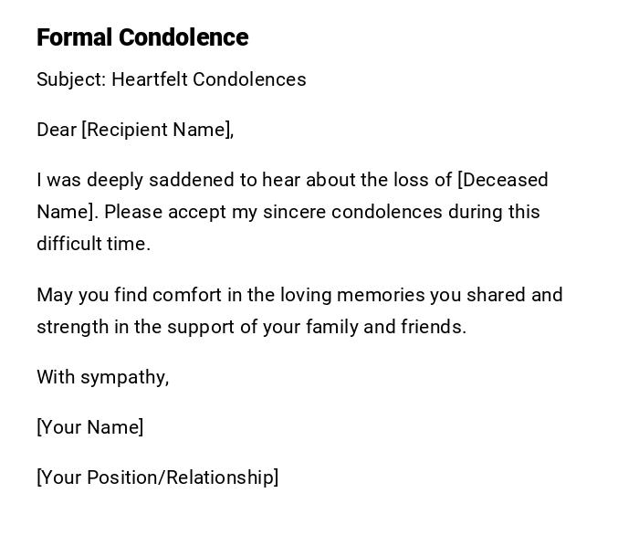 Formal Condolence