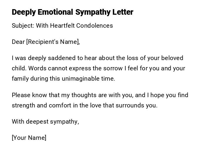 Deeply Emotional Sympathy Letter