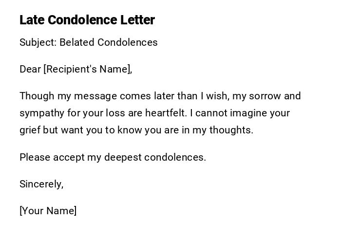 Late Condolence Letter