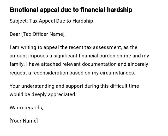Emotional appeal due to financial hardship