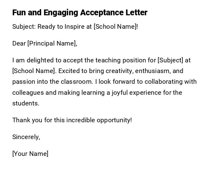 Fun and Engaging Acceptance Letter