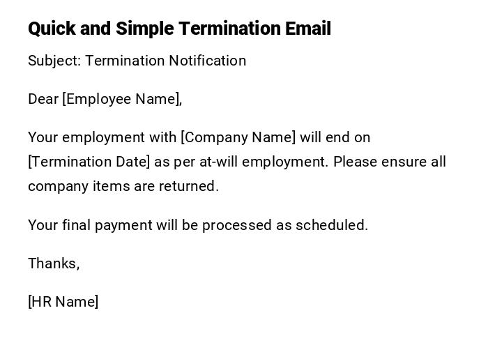 Quick and Simple Termination Email