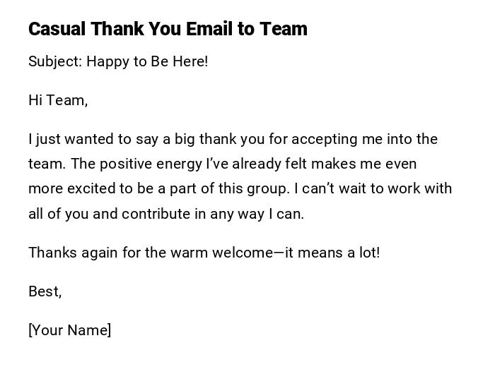 Casual Thank You Email to Team