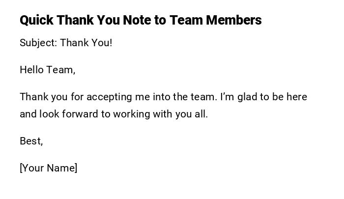 Quick Thank You Note to Team Members
