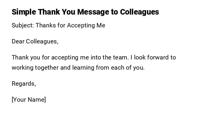 Simple Thank You Message to Colleagues