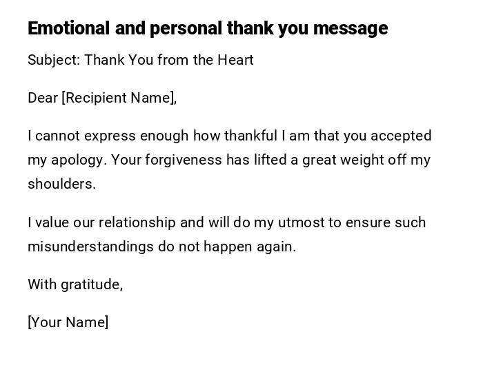 Emotional and personal thank you message