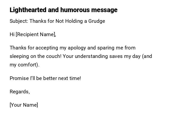 Lighthearted and humorous message