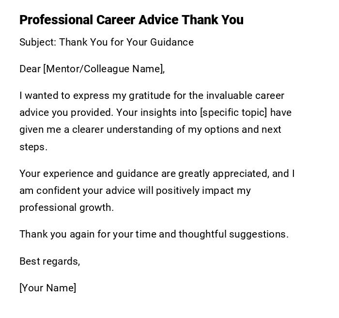 Professional Career Advice Thank You