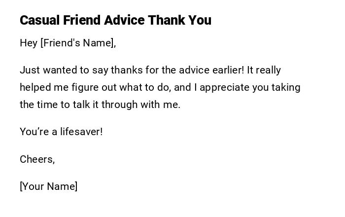 Casual Friend Advice Thank You