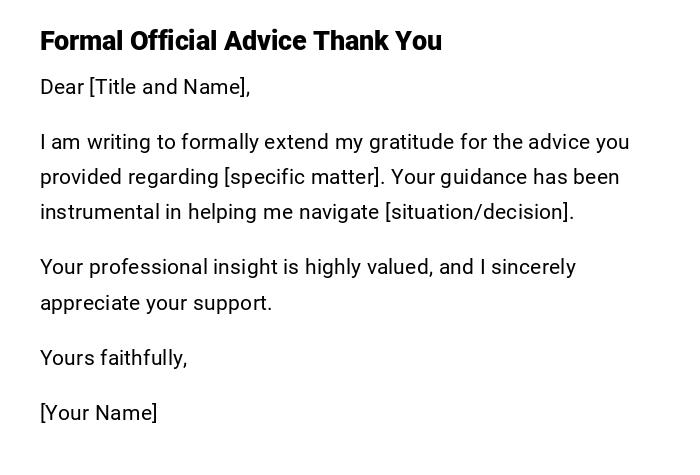 Formal Official Advice Thank You