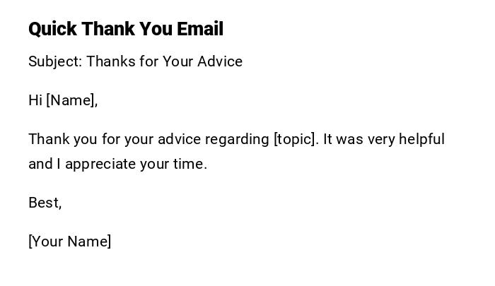 Quick Thank You Email