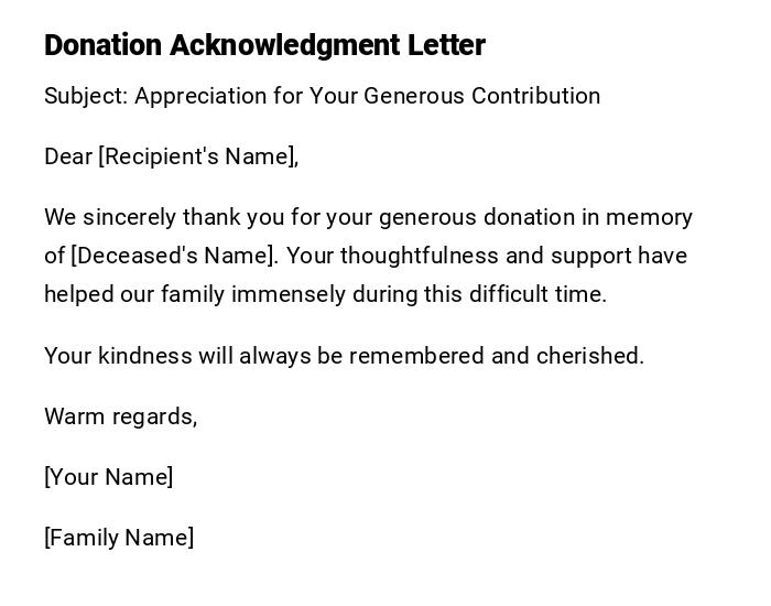 Donation Acknowledgment Letter