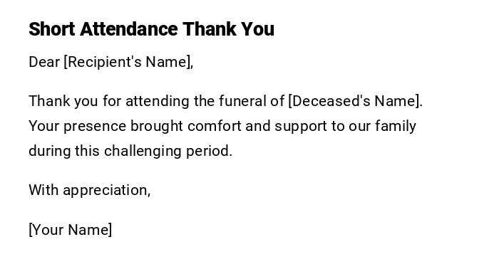 Short Attendance Thank You