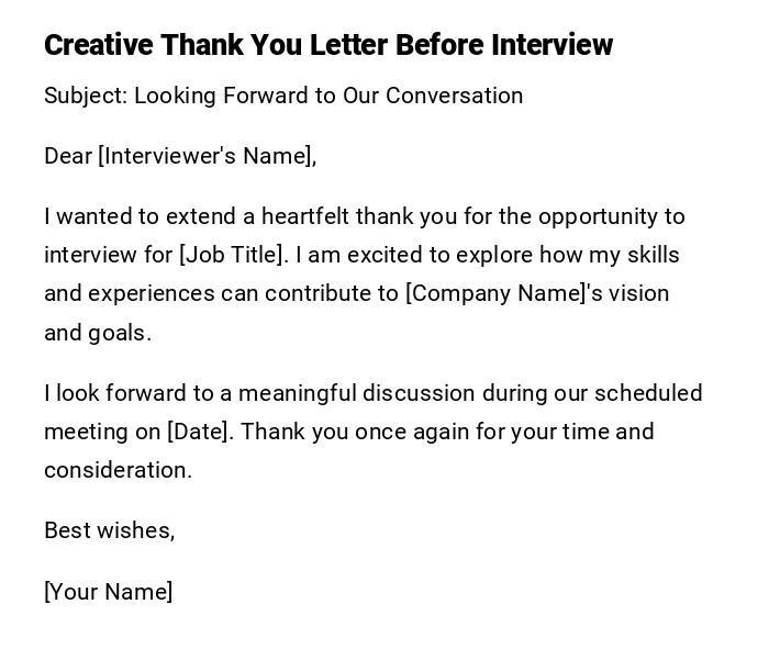 Creative Thank You Letter Before Interview