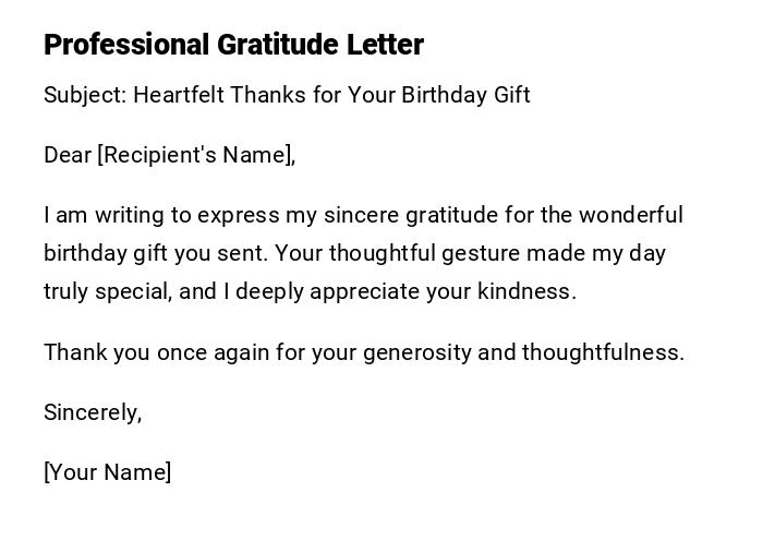Professional Gratitude Letter