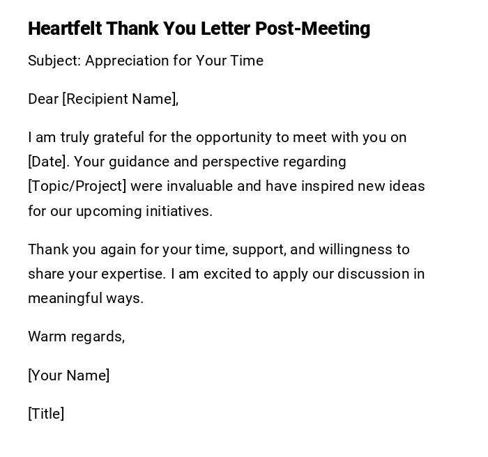 Heartfelt Thank You Letter Post-Meeting
