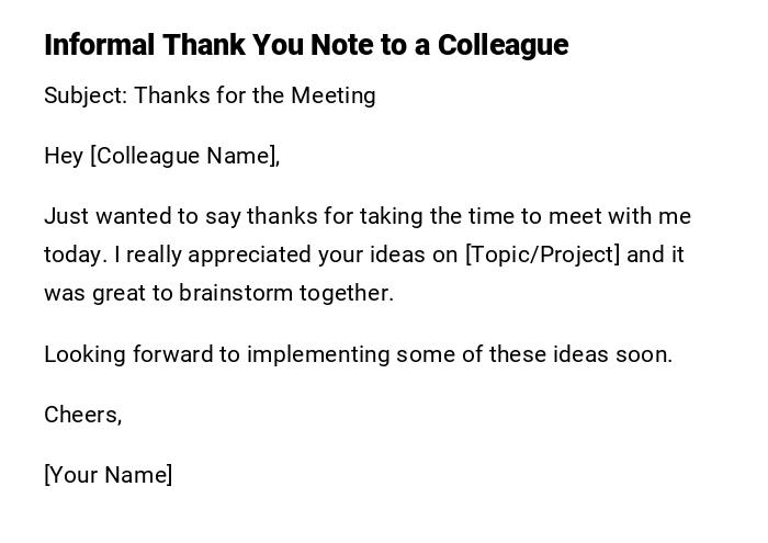 Informal Thank You Note to a Colleague