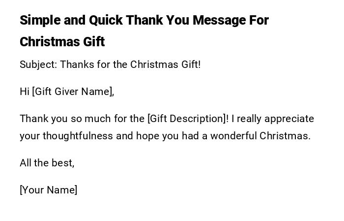 Simple and Quick Thank You Message For Christmas Gift