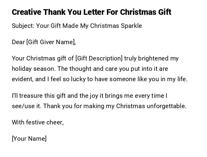 Creative Thank You Letter For Christmas Gift