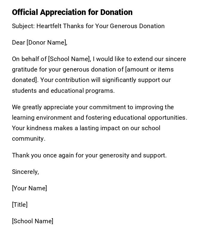 Official Appreciation for Donation