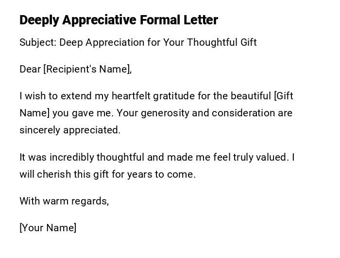 Deeply Appreciative Formal Letter