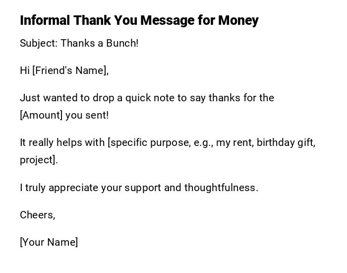 Informal Thank You Message for Money