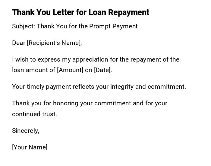 Thank You Letter for Loan Repayment