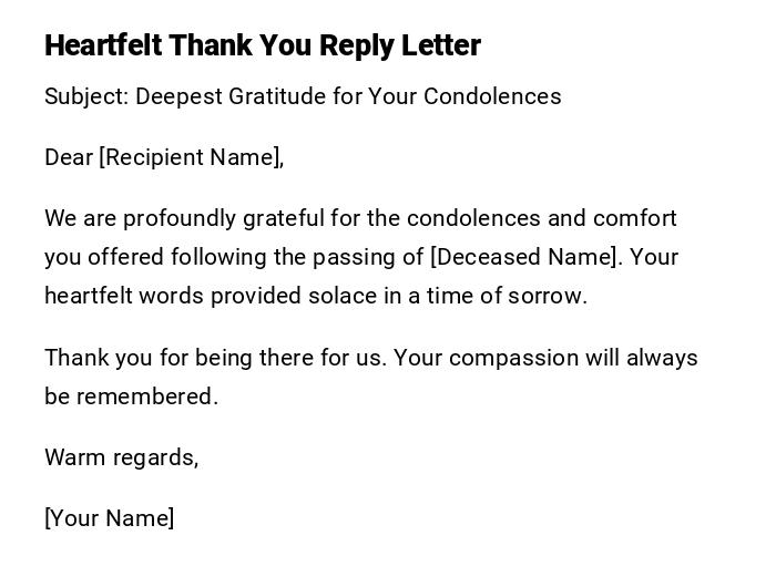 Heartfelt Thank You Reply Letter Heartfelt Thank You Reply Letter