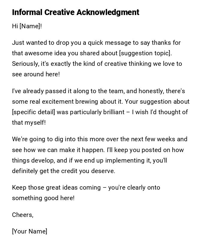 Informal Creative Acknowledgment