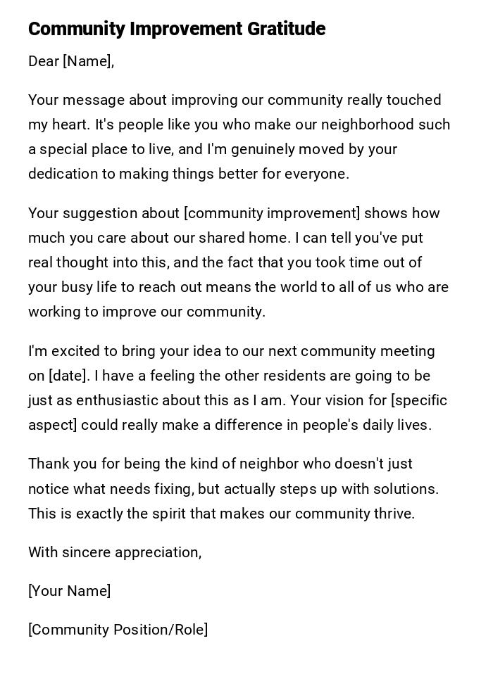 Community Improvement Gratitude