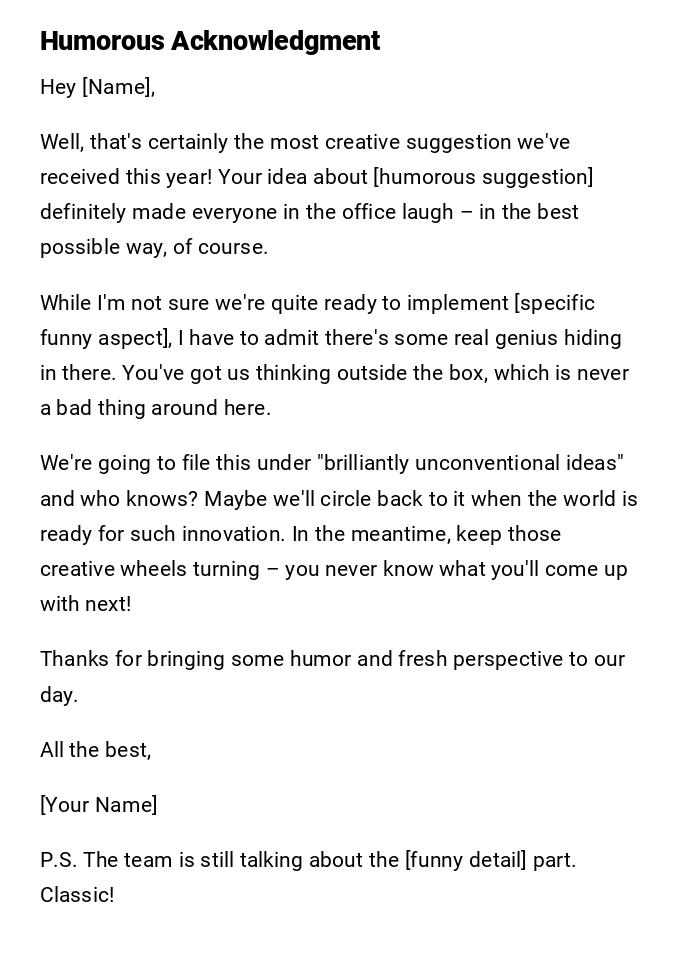 Humorous Acknowledgment