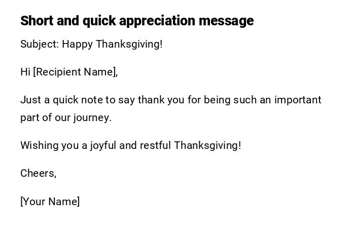 Short and quick appreciation message