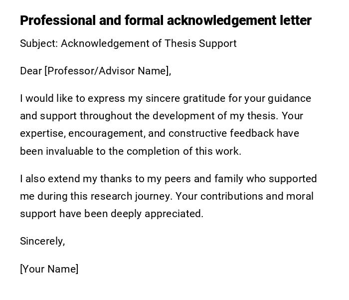 Professional and formal acknowledgement letter