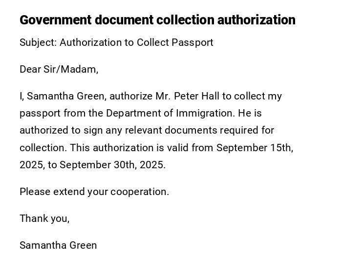 Government document collection authorization