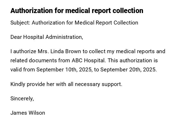 Authorization for medical report collection