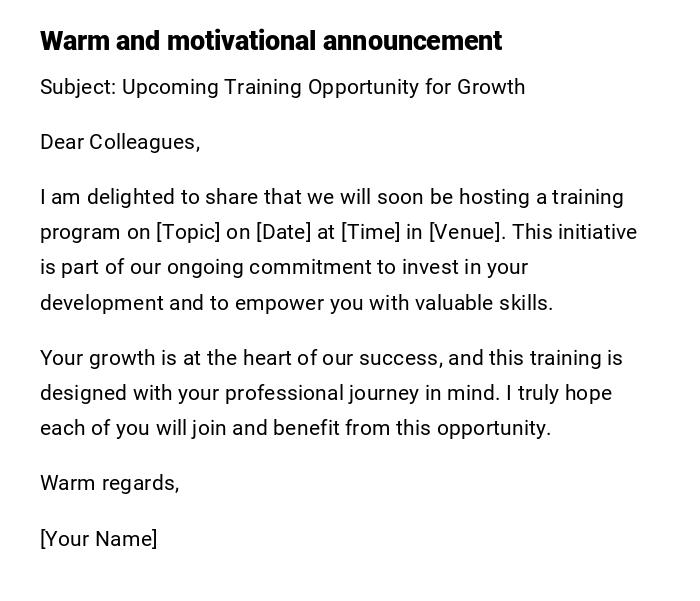 Warm and motivational announcement Warm and motivational announcement