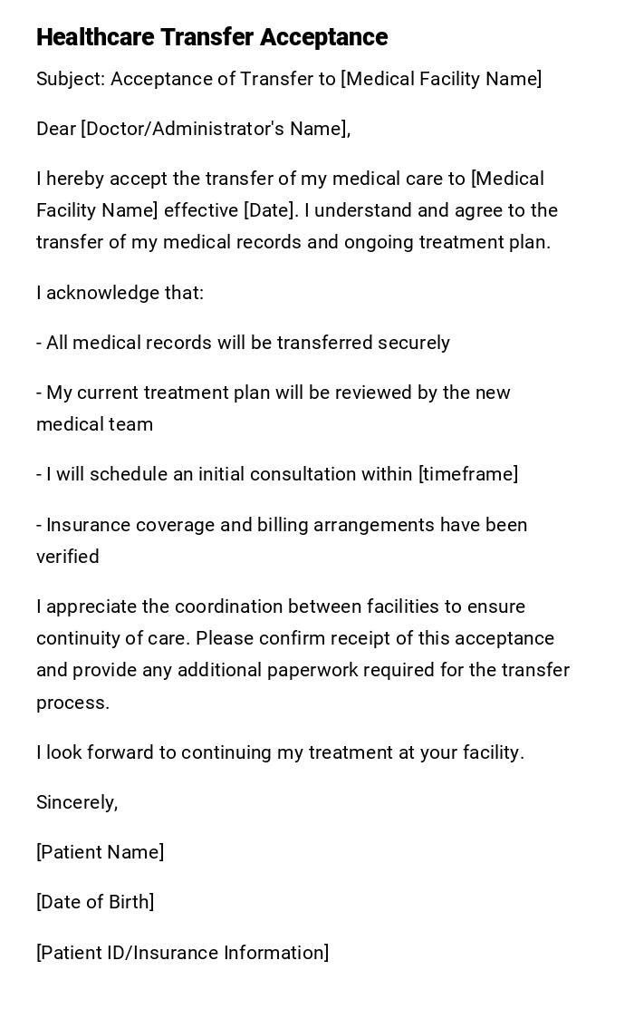 Healthcare Transfer Acceptance