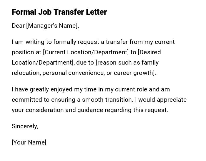 Formal Job Transfer Letter