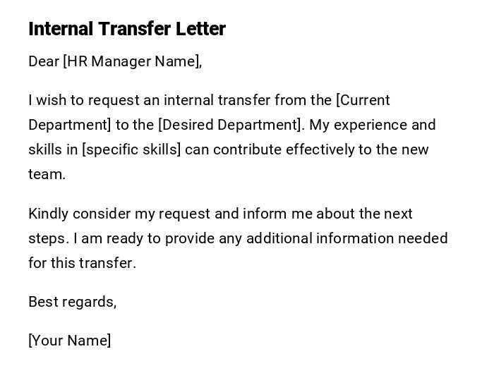 Internal Transfer Letter