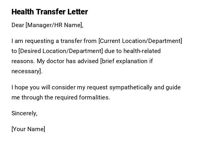 Health Transfer Letter