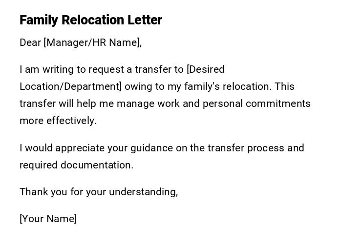 Family Relocation Letter